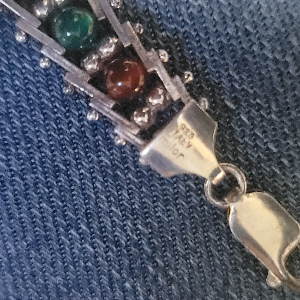 Italy Sterling Silver Riccio Gemstone Bracelet Made By Milor 8in - Picture 6 of 8